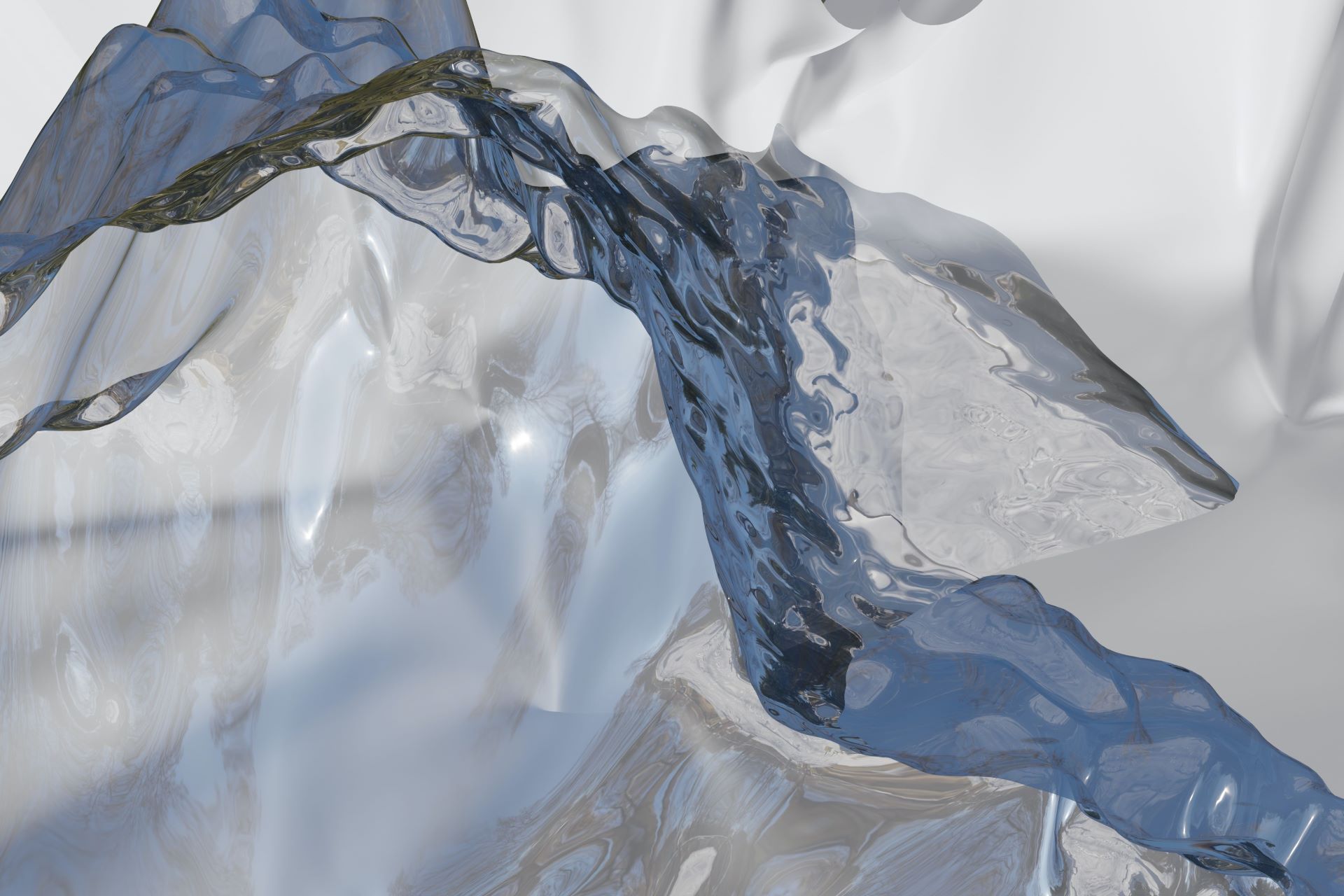 abstract blue fluid shapes and reflective surfaces creating dynamic cooling visual effect